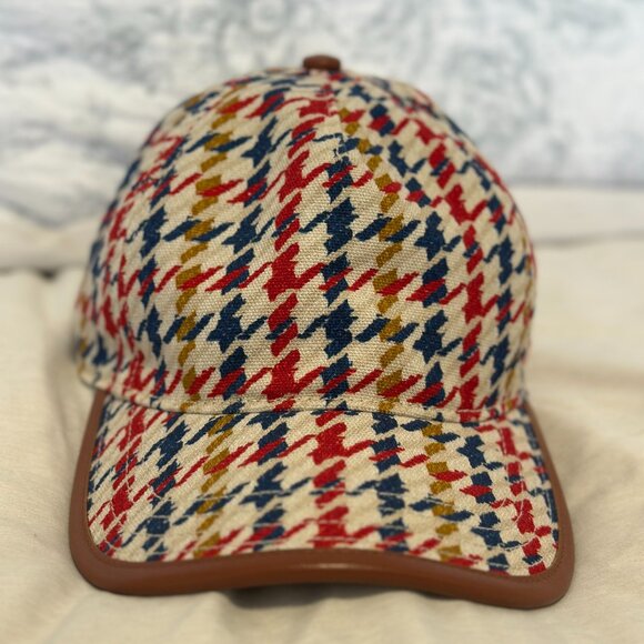 NWOT - Coach Houndstooth Baseball Cap In Organic Cotton - Picture 1 of 5